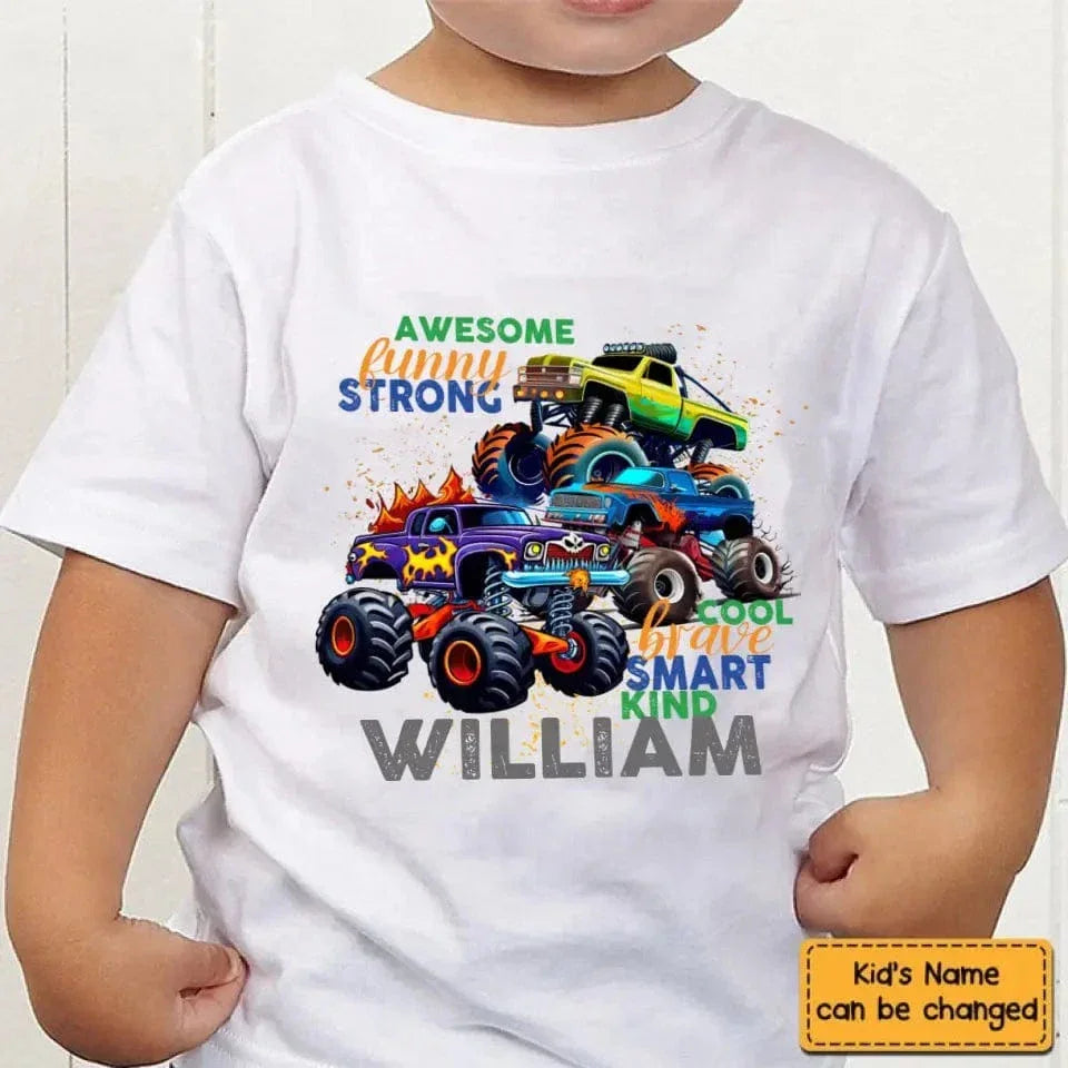Monster Truck Custom T-shirt Gift for Kids, Personalized Gift for Toddler Boy - Joliny