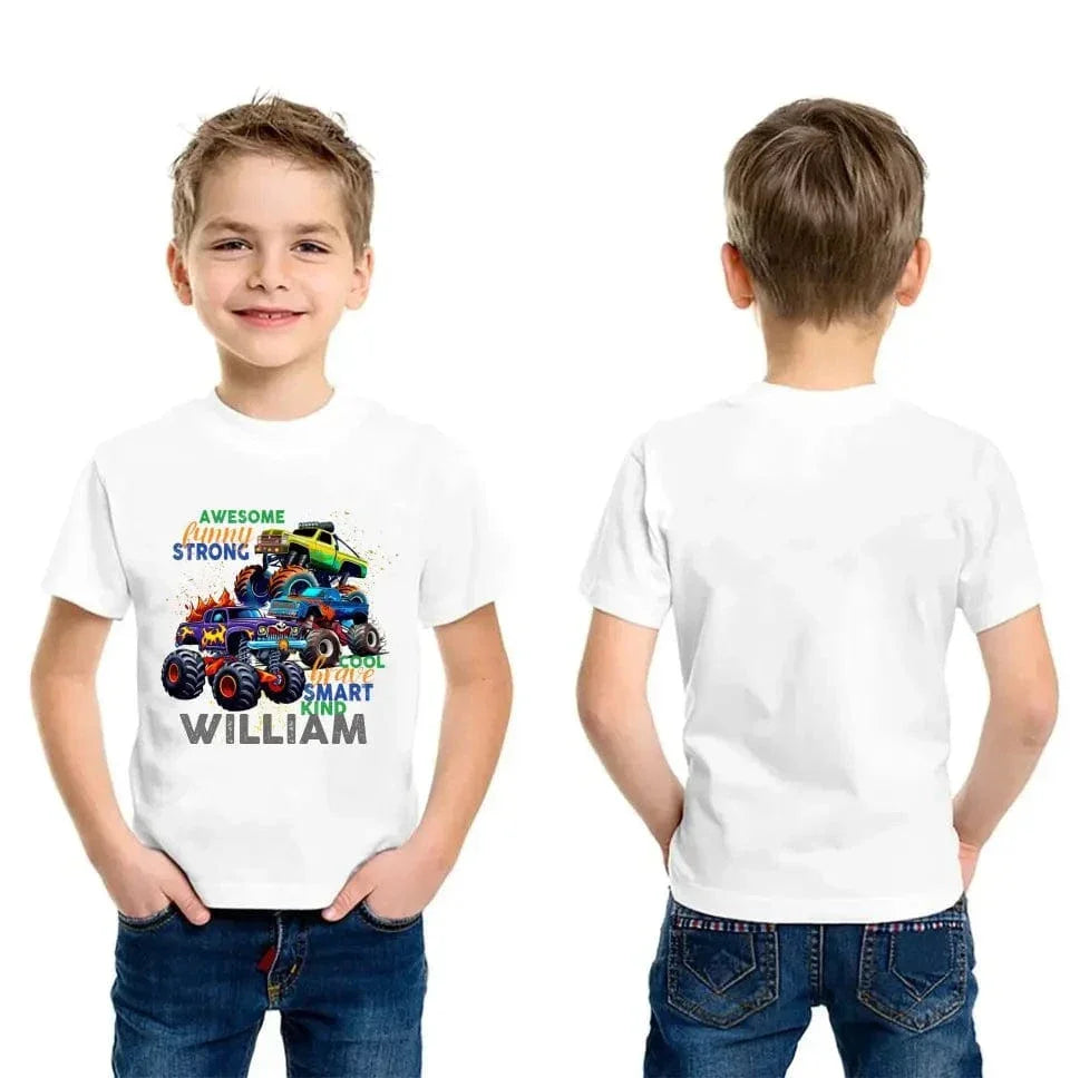 Monster Truck Custom T-shirt Gift for Kids, Personalized Gift for Toddler Boy - Joliny