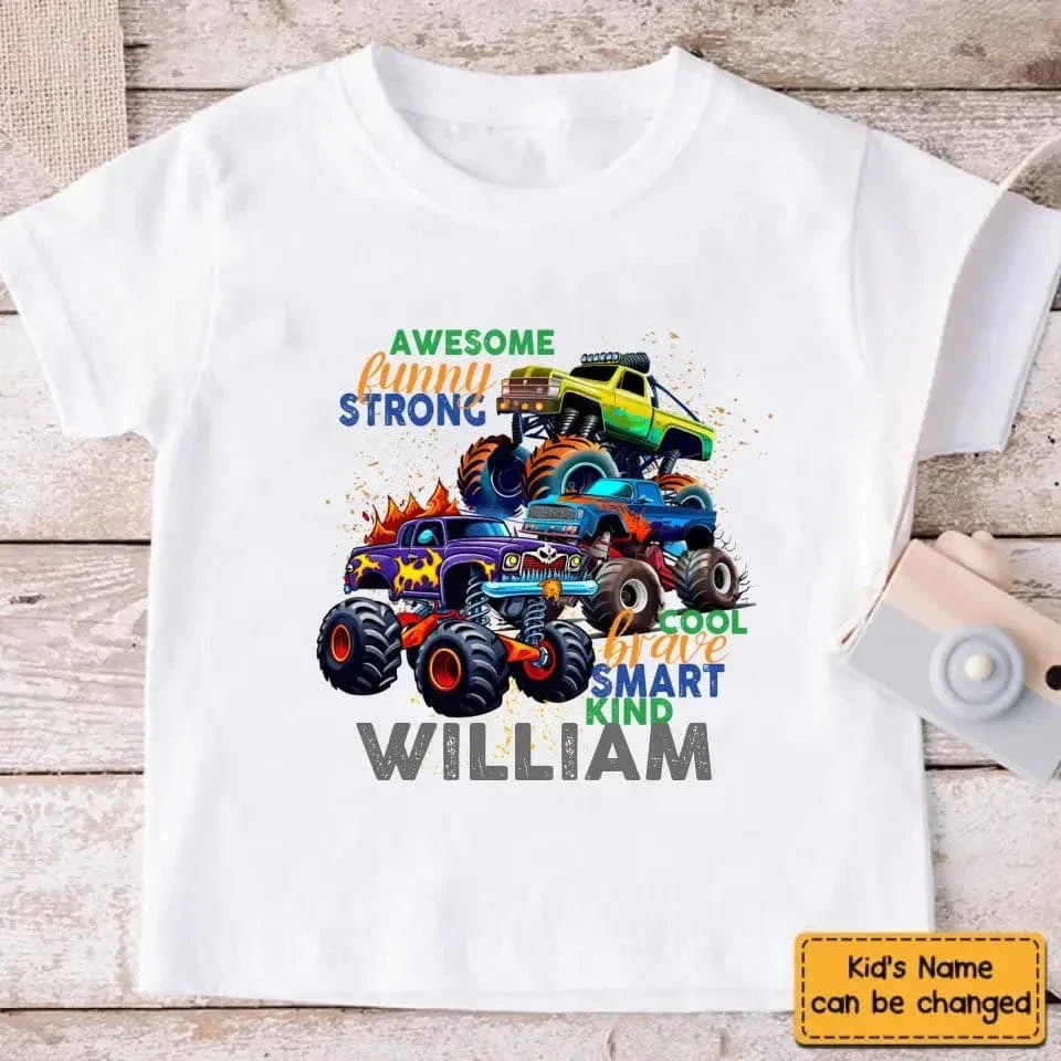 Monster Truck Custom T-shirt Gift for Kids, Personalized Gift for Toddler Boy - Joliny