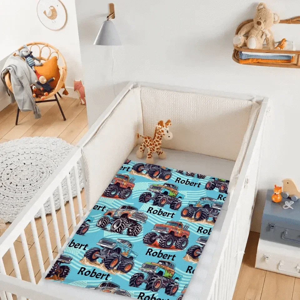 Monster Trucks Cars Motorcycles Collection - Customized Kids Name Blanket - Joliny