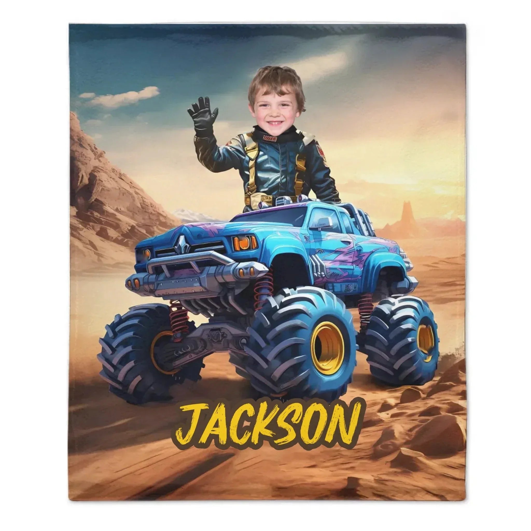Monster Trucks Cars Motorcycles Collection - Customized Kids Name Blanket - Joliny