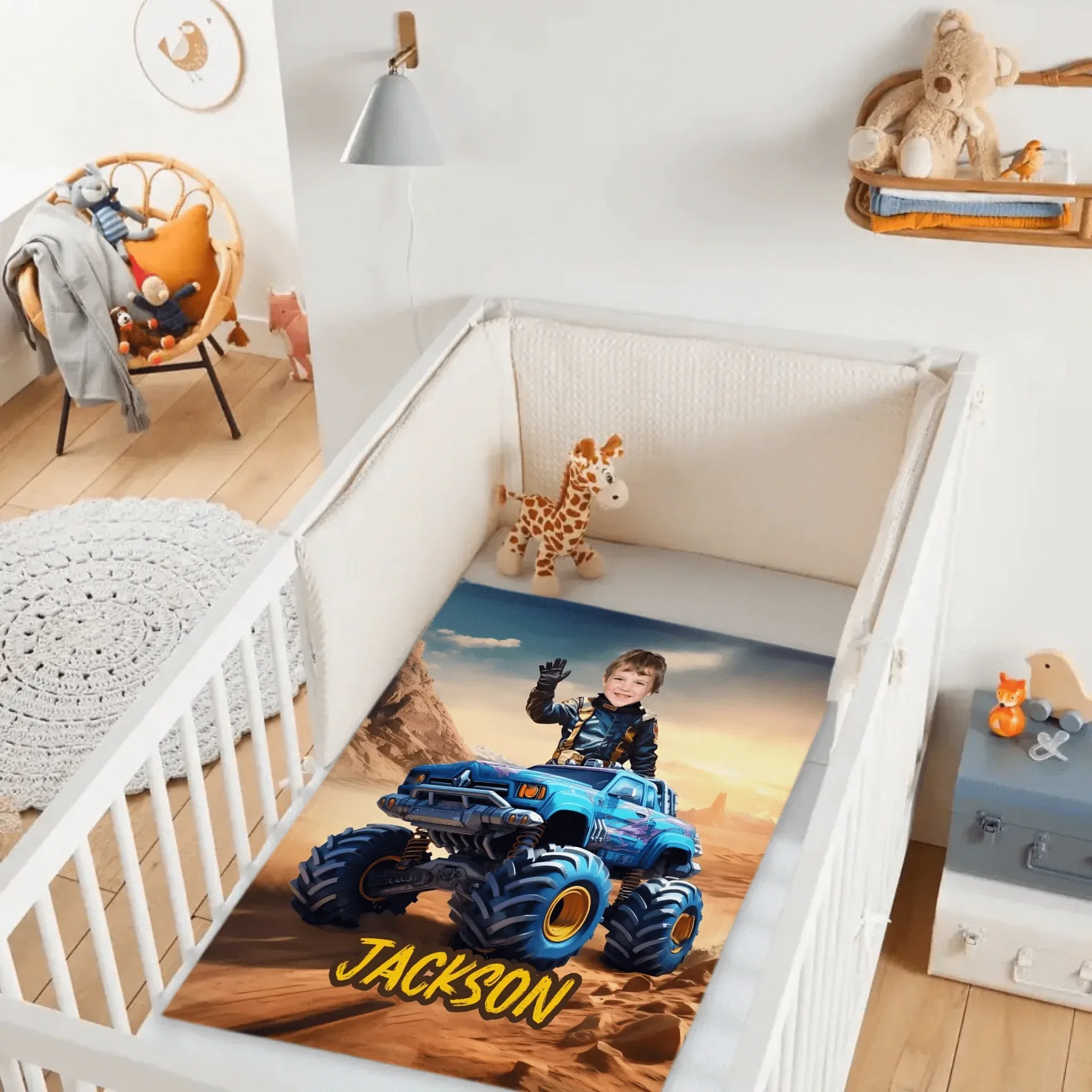 Monster Trucks Cars Motorcycles Collection - Customized Kids Name Blanket - Joliny