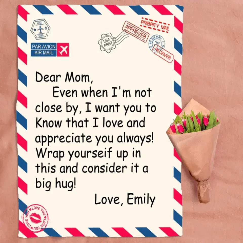 Mothers Day Gifts - Personalized Custom Blanket - Letter to Mom - Joliny
