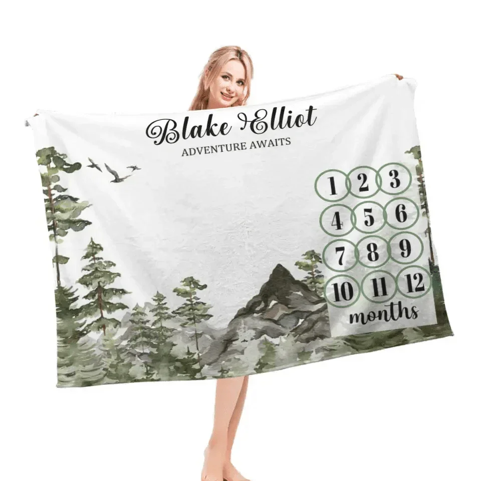 Personalized Blankets Customized Baby Blankets with Baby's Birth Month and Name - Joliny