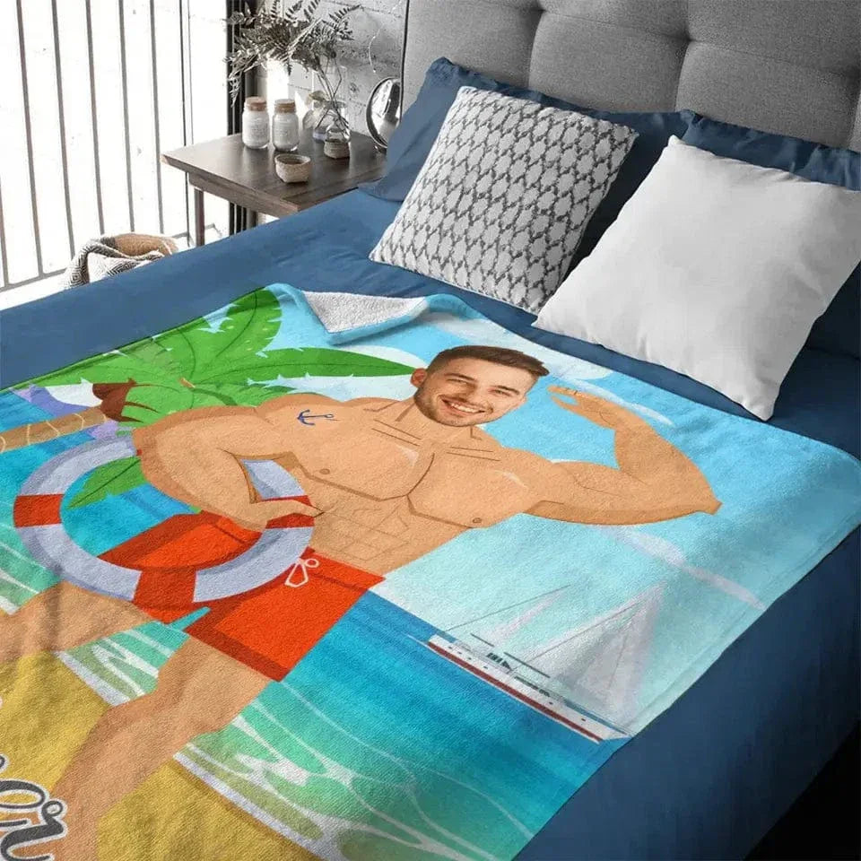 Muscle Body Face Custom Blanket, Mr. Bodybuilder Personalized Blanket - Joliny