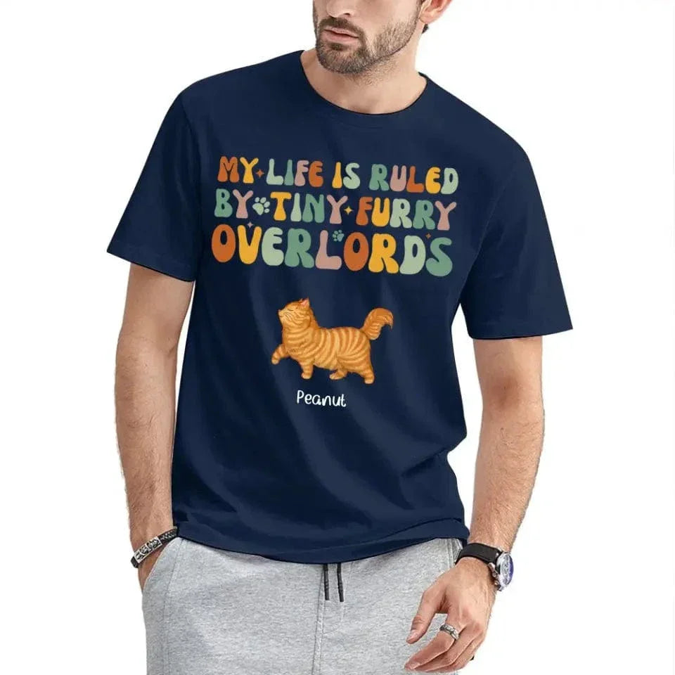 My Life Is Ruled By Tiny Furry Overlords Cat Mom Personalized Sleeve Printed T-shirt - Joliny