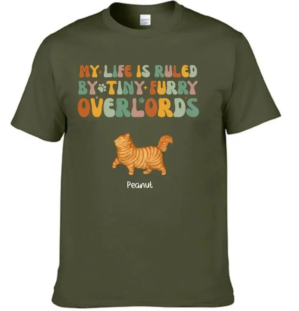 My Life Is Ruled By Tiny Furry Overlords Cat Mom Personalized Sleeve Printed T-shirt - Joliny