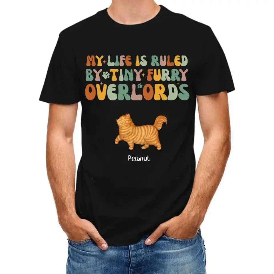 My Life Is Ruled By Tiny Furry Overlords Cat Mom Personalized Sleeve Printed T-shirt - Joliny
