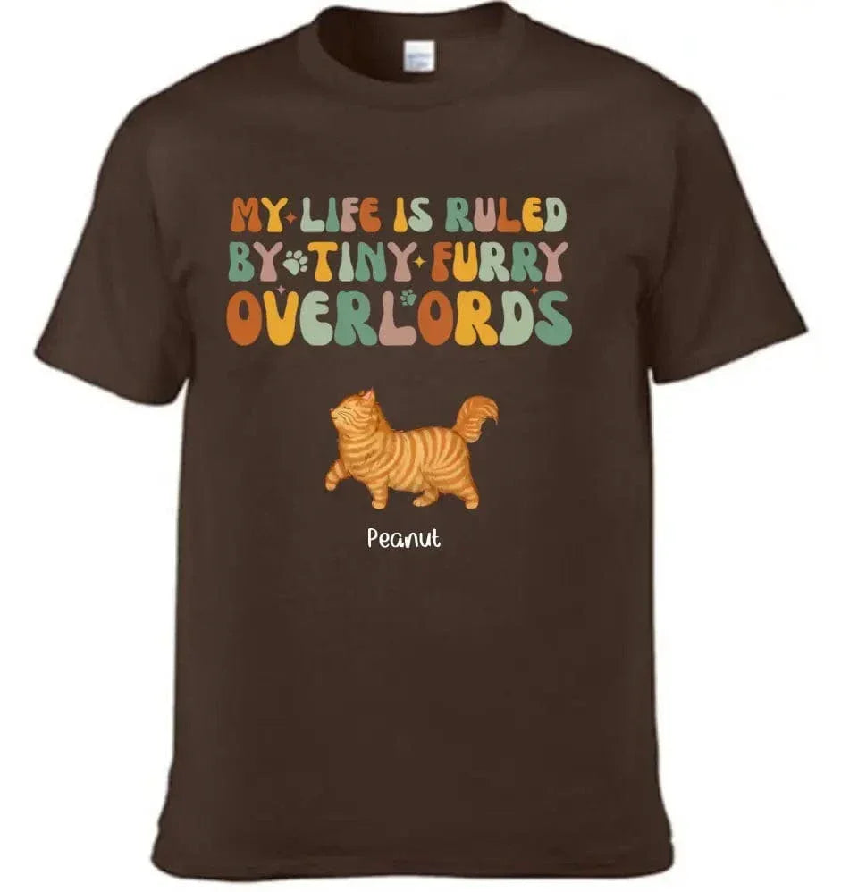 My Life Is Ruled By Tiny Furry Overlords Cat Mom Personalized Sleeve Printed T-shirt - Joliny