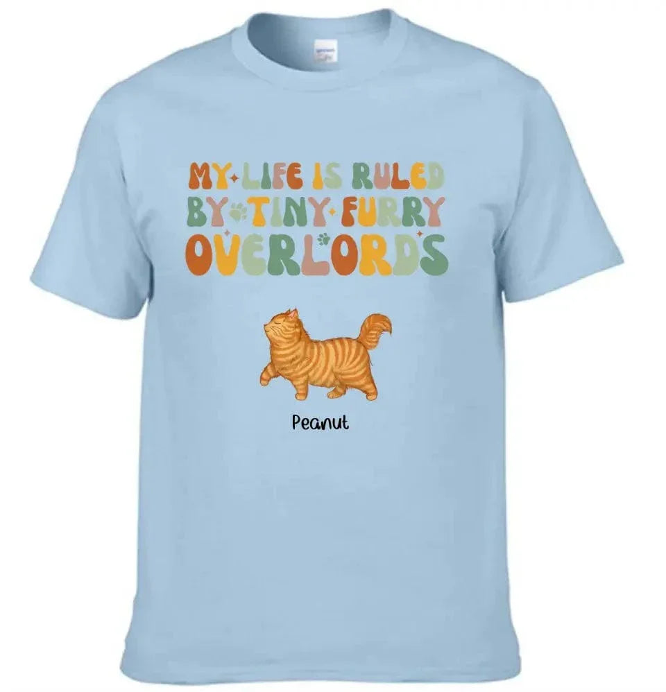 My Life Is Ruled By Tiny Furry Overlords Cat Mom Personalized Sleeve Printed T-shirt - Joliny