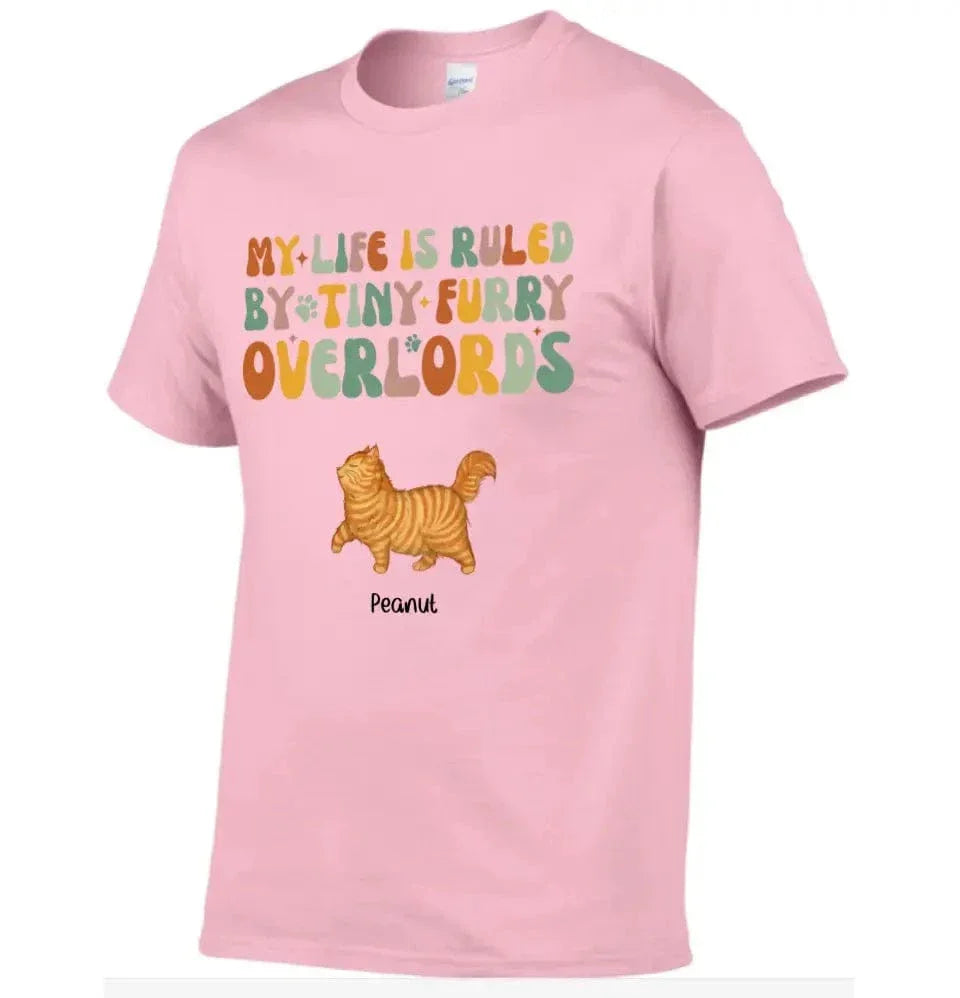 My Life Is Ruled By Tiny Furry Overlords Cat Mom Personalized Sleeve Printed T-shirt - Joliny