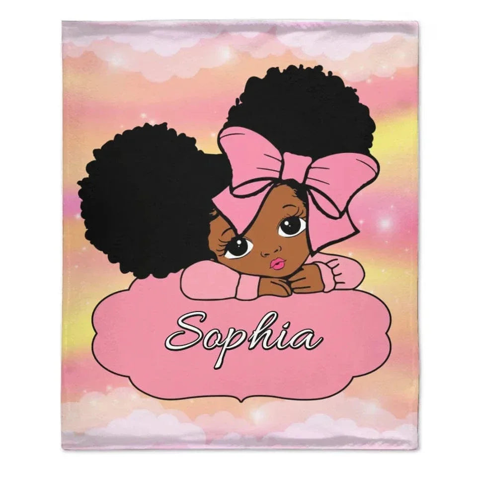 Name And Character Customised Blankets - Personalised Name Cartoon Girl Pattern Blanket - A Gift For Child,Friend,Family - Joliny