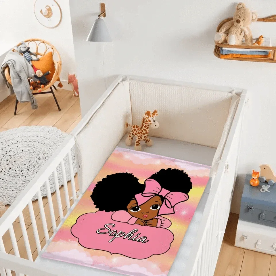 Name And Character Customised Blankets - Personalised Name Cartoon Girl Pattern Blanket - A Gift For Child,Friend,Family - Joliny