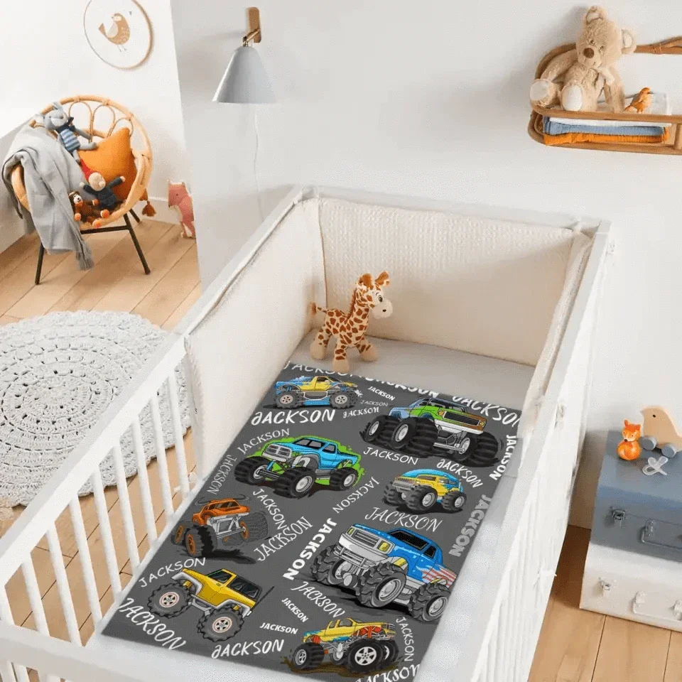 Name Custom Monster Truck Blanket, Birthday Gift for Kids - Joliny