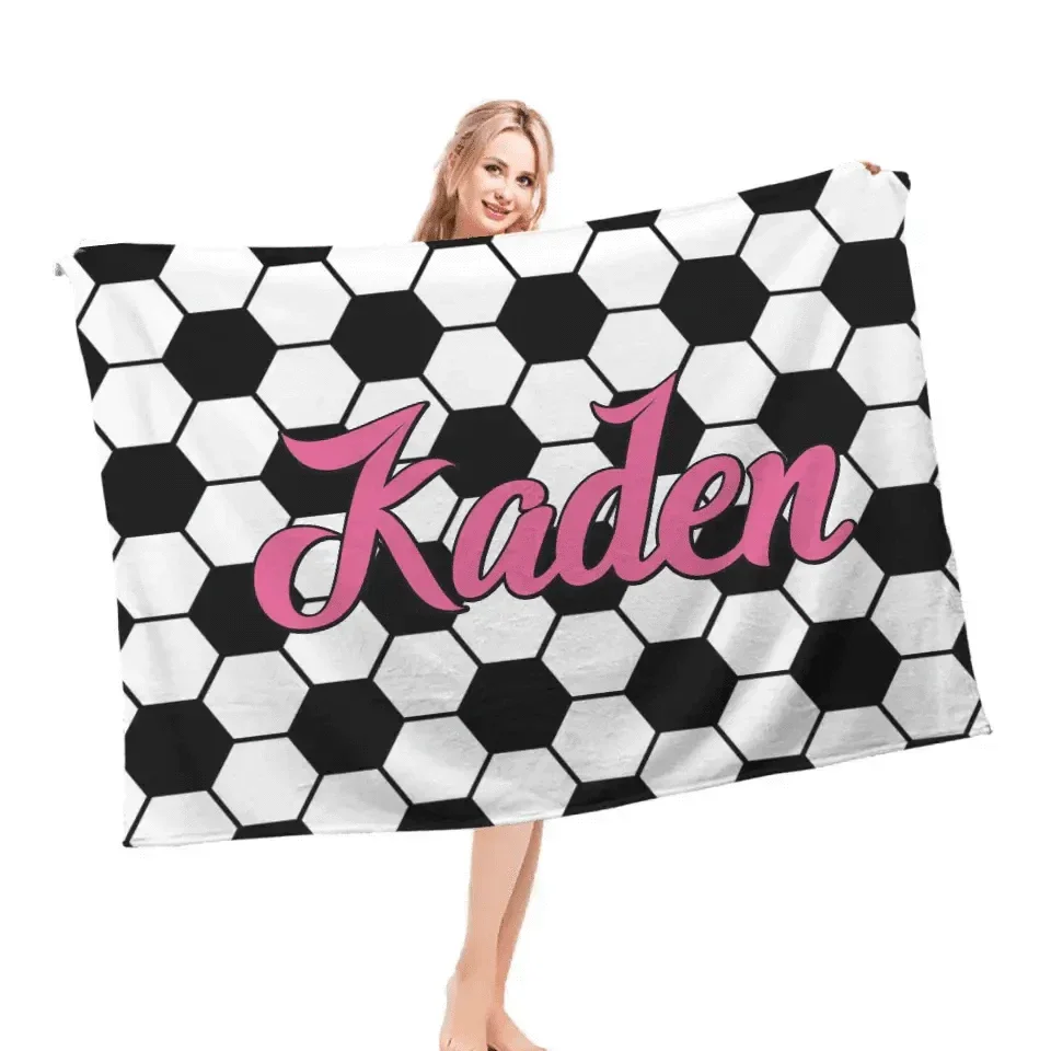 Name Custom Soccer Blanket, Personalized Soccer Gifts for Kids - Joliny