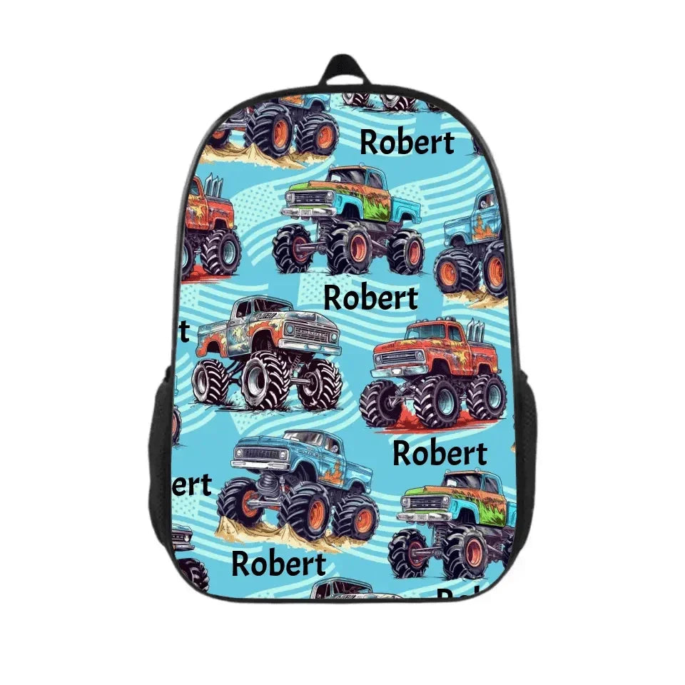 Name Customized Big Gear Wheels Truck Backpack, Kids School Season Gift - Joliny