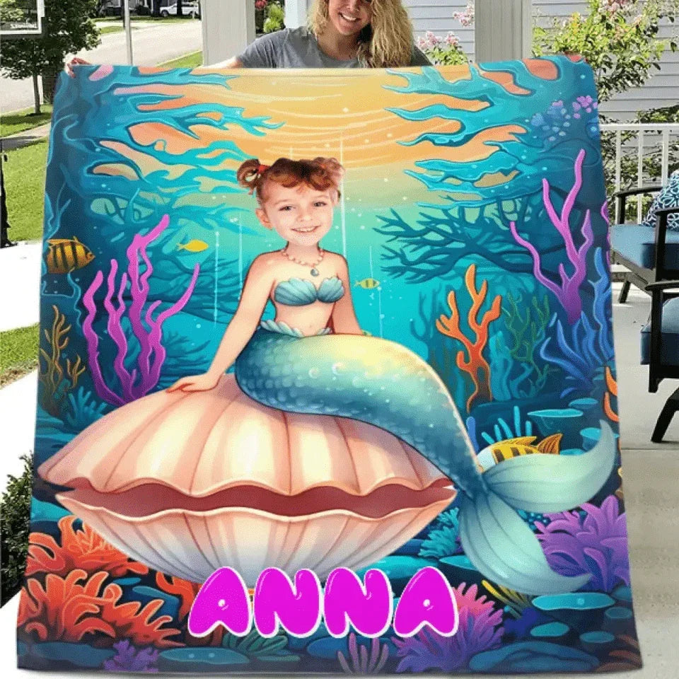 Name Customized Blanket Mermaid Princess Blanket Gifts for Girls - Joliny