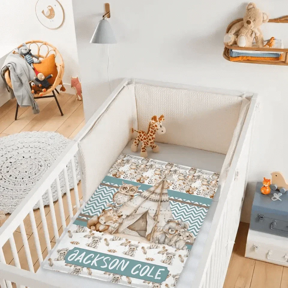 Name Customized Blanket Owl Bear Rabbit Fox Blanket - Joliny