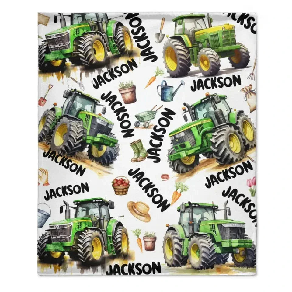 Name Customized Boys Girls Kids Tractor Truck Blanket, Gifts for Kids - Joliny