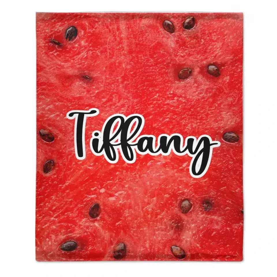 Name Customized Funny Watermelon Food Blanket, Gifts for Kids and Family and Friends - Joliny