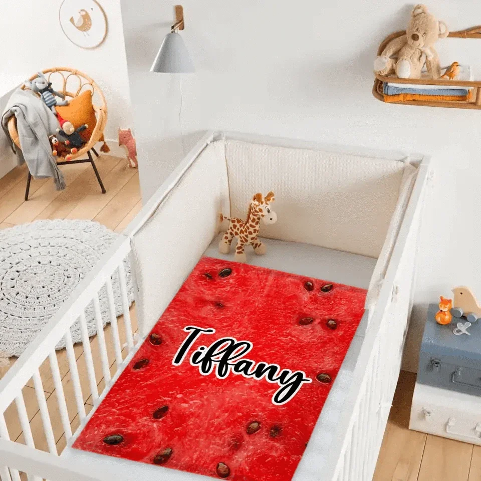 Name Customized Funny Watermelon Food Blanket, Gifts for Kids and Family and Friends - Joliny