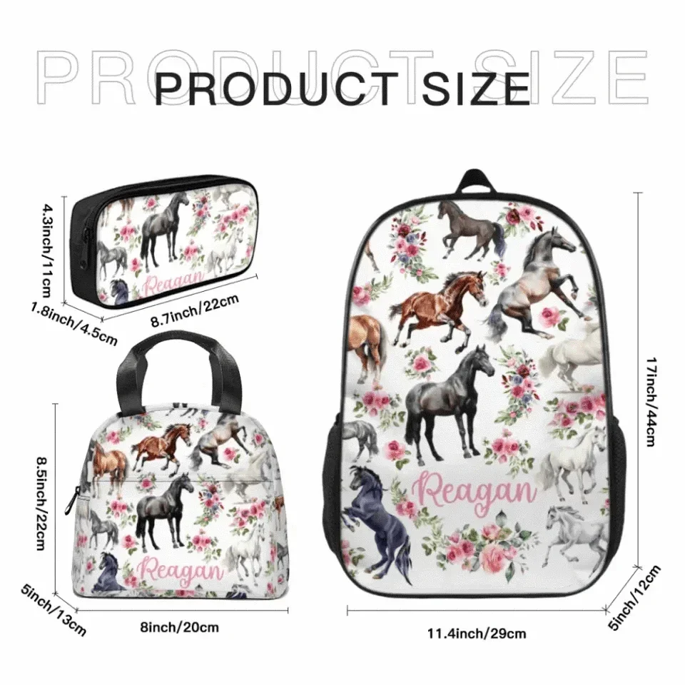 Name Customized Kids Backpack - Flower Horse - School Season Gift - Joliny
