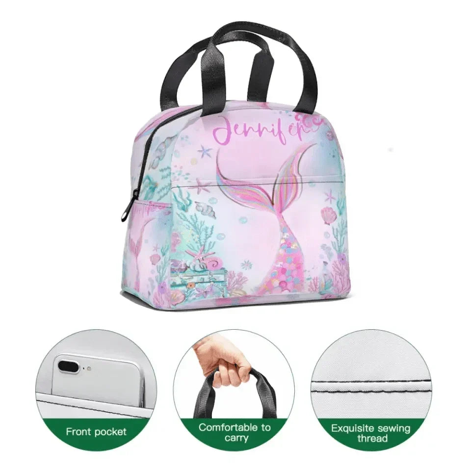 Name Customized Pink Mermaid Schoolbag Gift for Girls for the School Season - Joliny