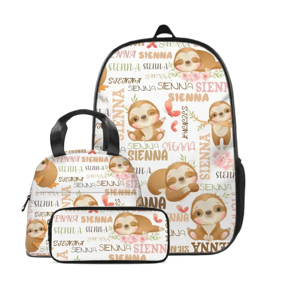 Name Customized Sloth Patterned Kids Backpack Children's School Season Gift - Joliny