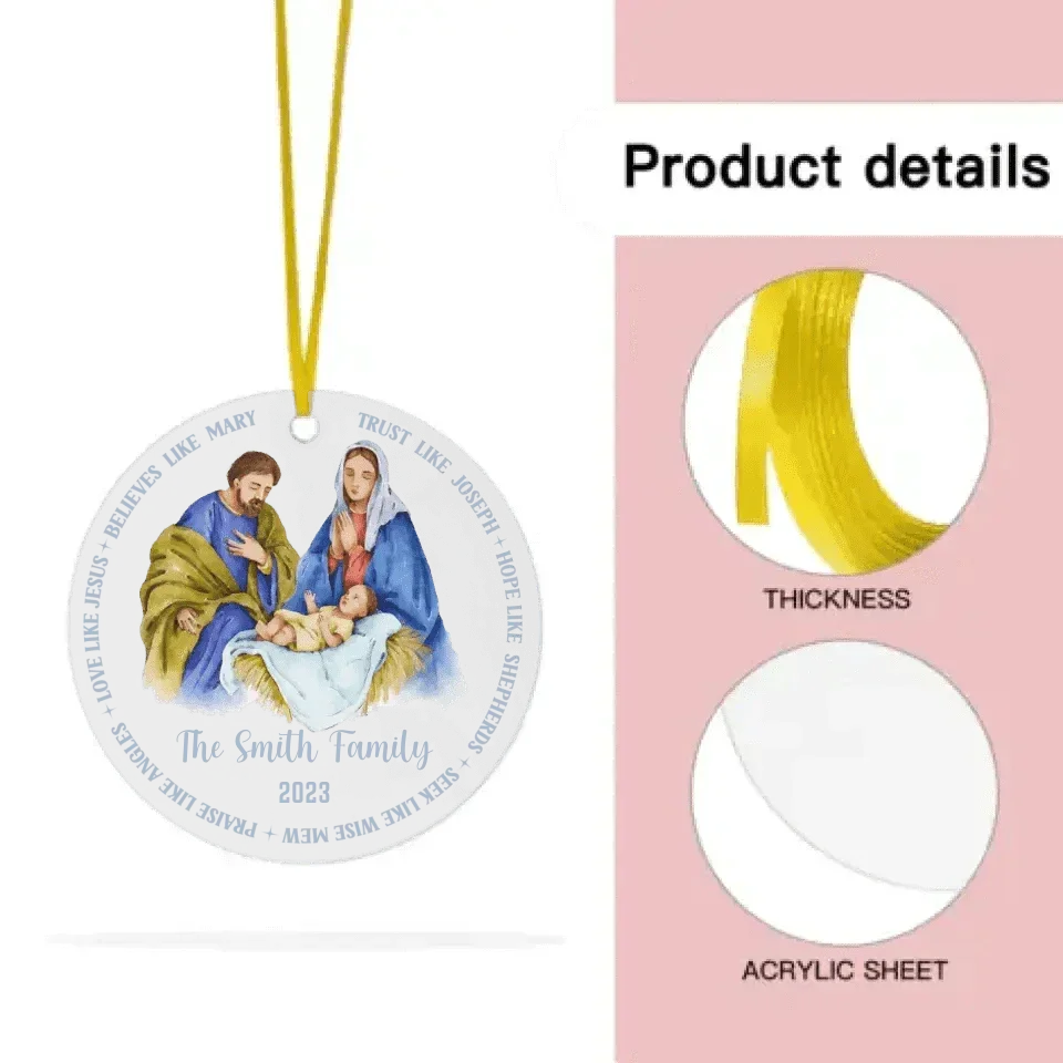 Nativity Scene - Family Personalized Acrylic Ornament - Joliny