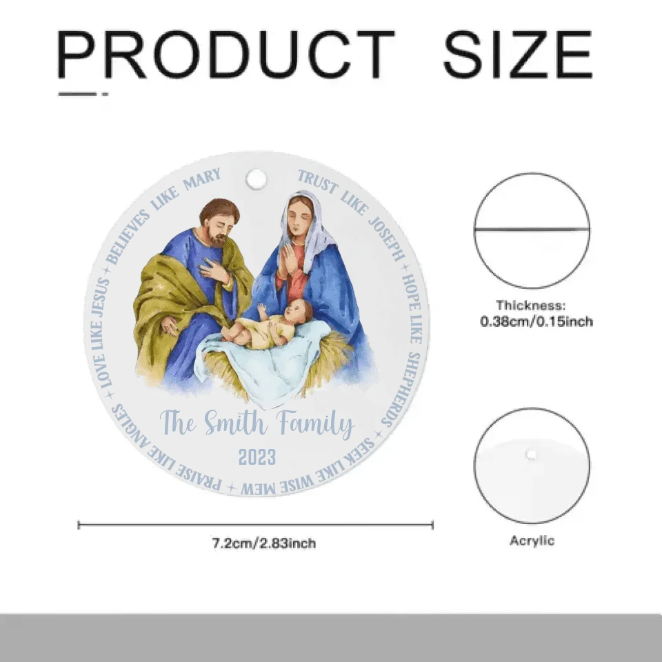 Nativity Scene - Family Personalized Acrylic Ornament - Joliny