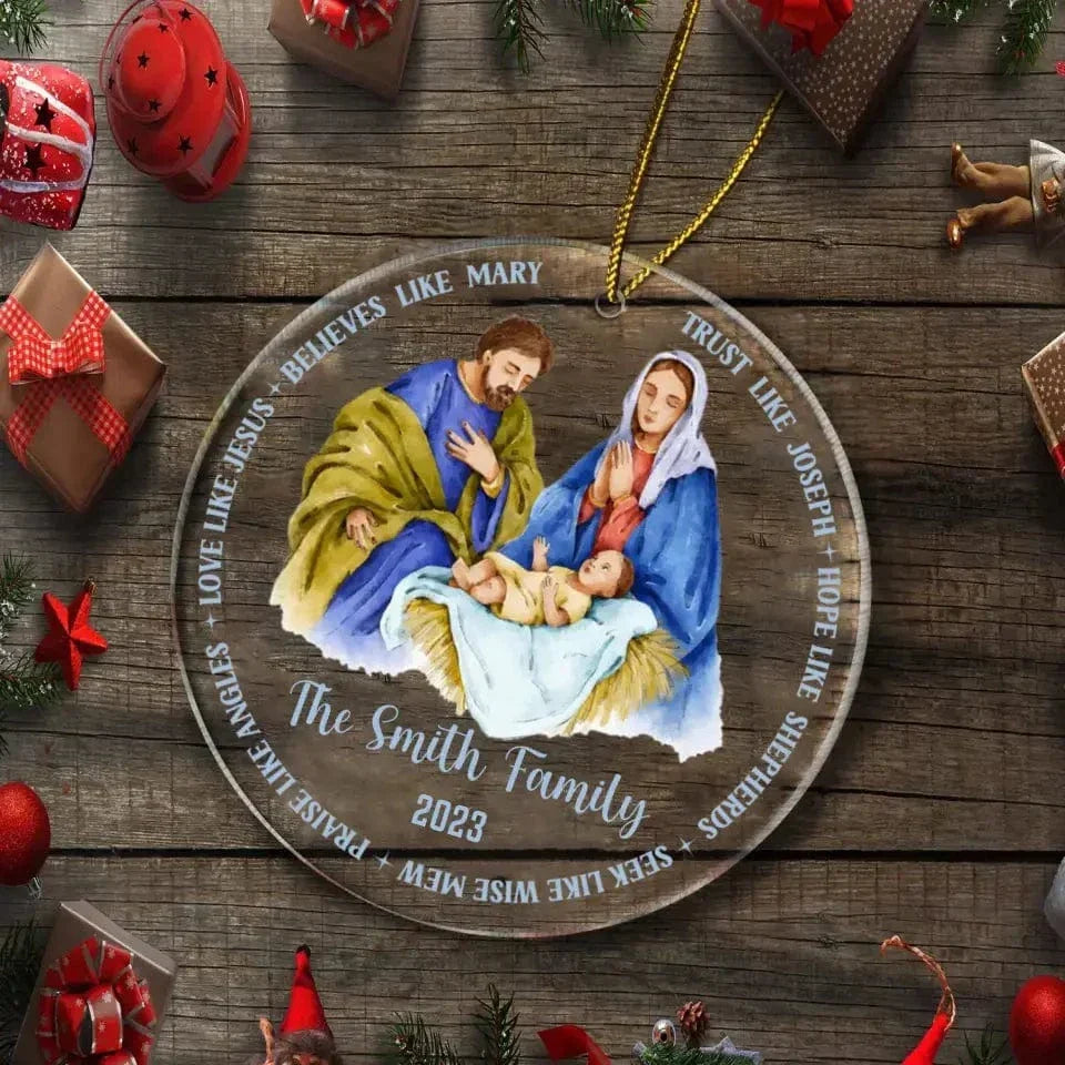 Nativity Scene - Family Personalized Acrylic Ornament - Joliny
