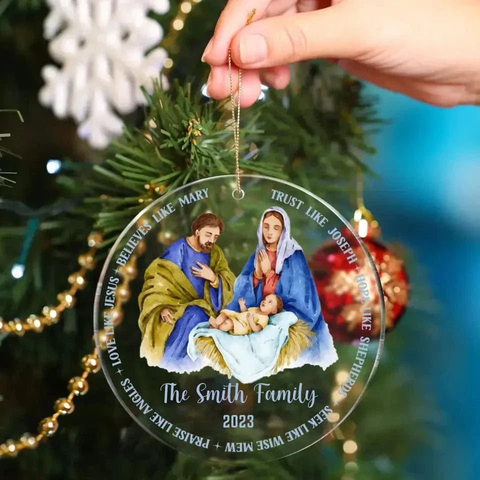 Nativity Scene - Family Personalized Acrylic Ornament - Joliny