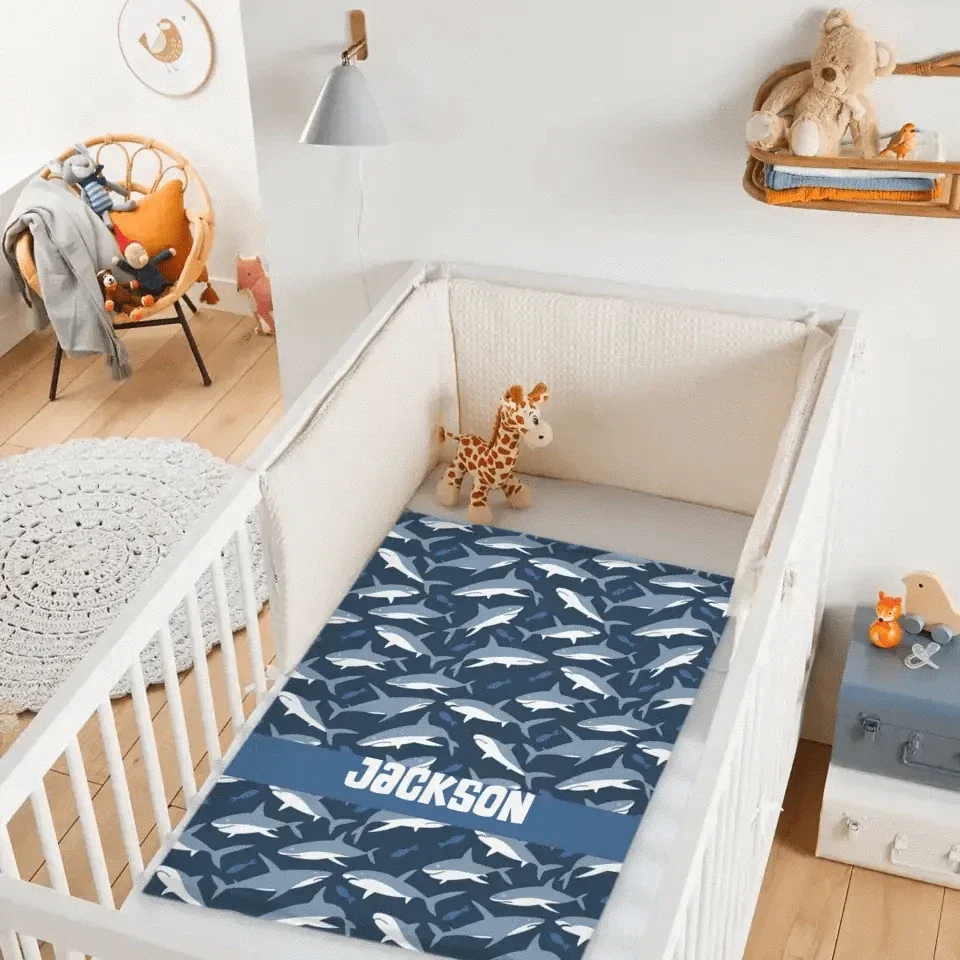 Nautical Shark Theme Personalized Name Custom Blanket - Gift For Children - Joliny