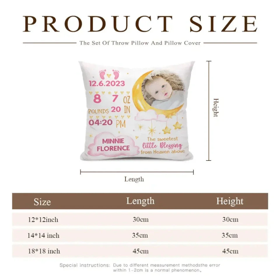 Newborn Baby Birth Announcement Gift Pillow Pillow Pillow Case - Joliny