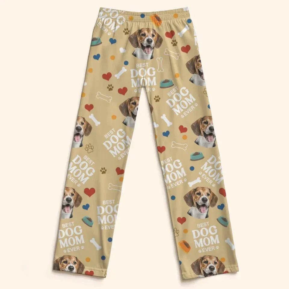 Custom Photo Best Dog Mom Dog Dad - Personalized Pajama Pants - Joliny