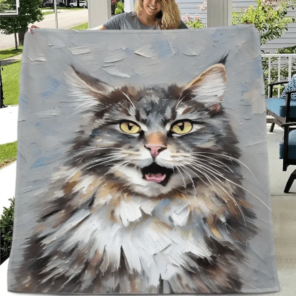 Perfect Pet Portrait: Personalized Oil Blanket for Pet Lovers - Joliny