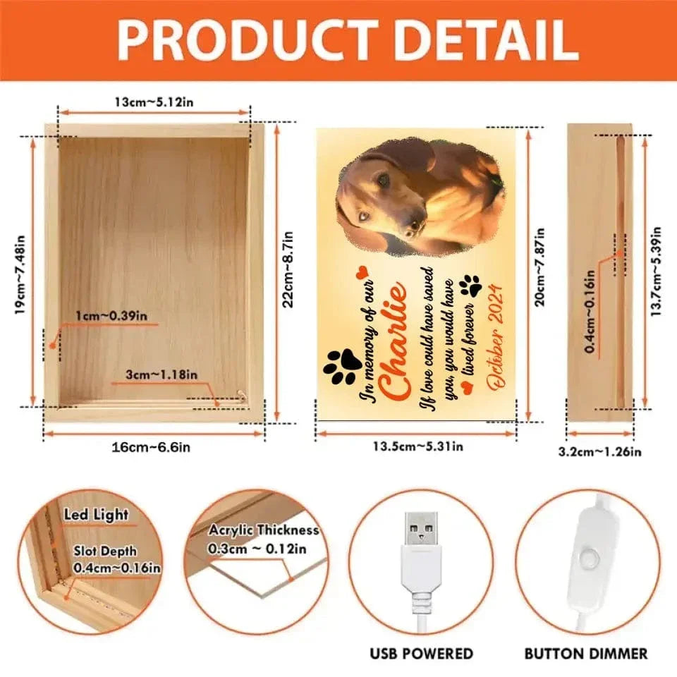 Personaliced Custom Photo Frame Light Box - In Memory of Our Dog Picture - Joliny