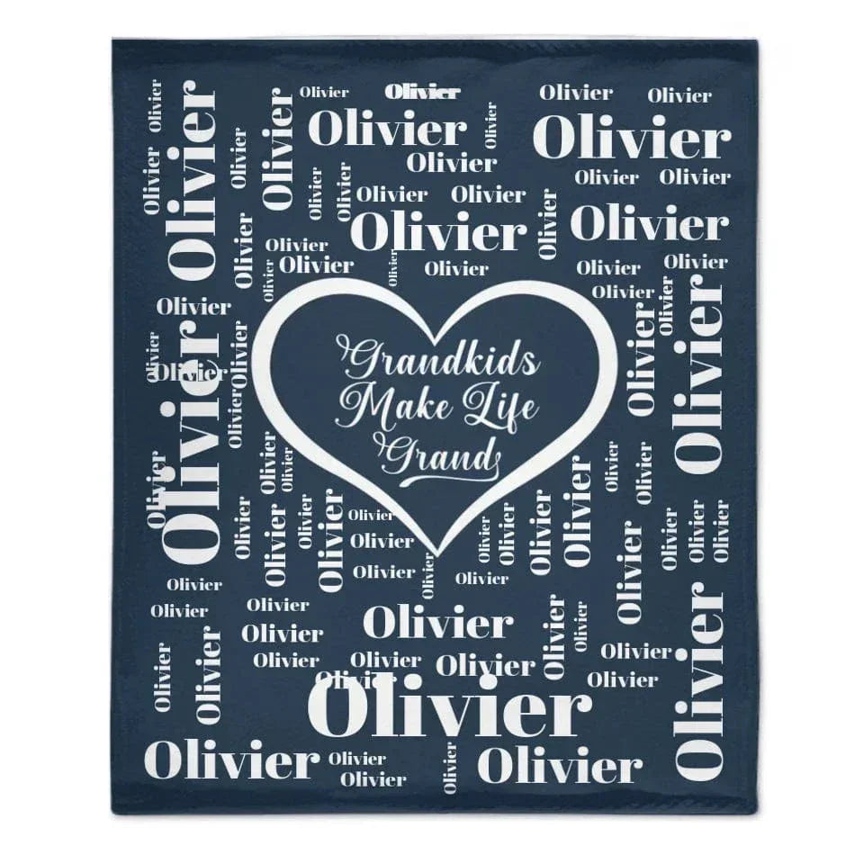 Personalised Grandkid Names Blanket Super Soft Flannel Grandkids Make Life Grand Grandparent Christmas Thanksgiving Day Gift for Grandparent - Joliny