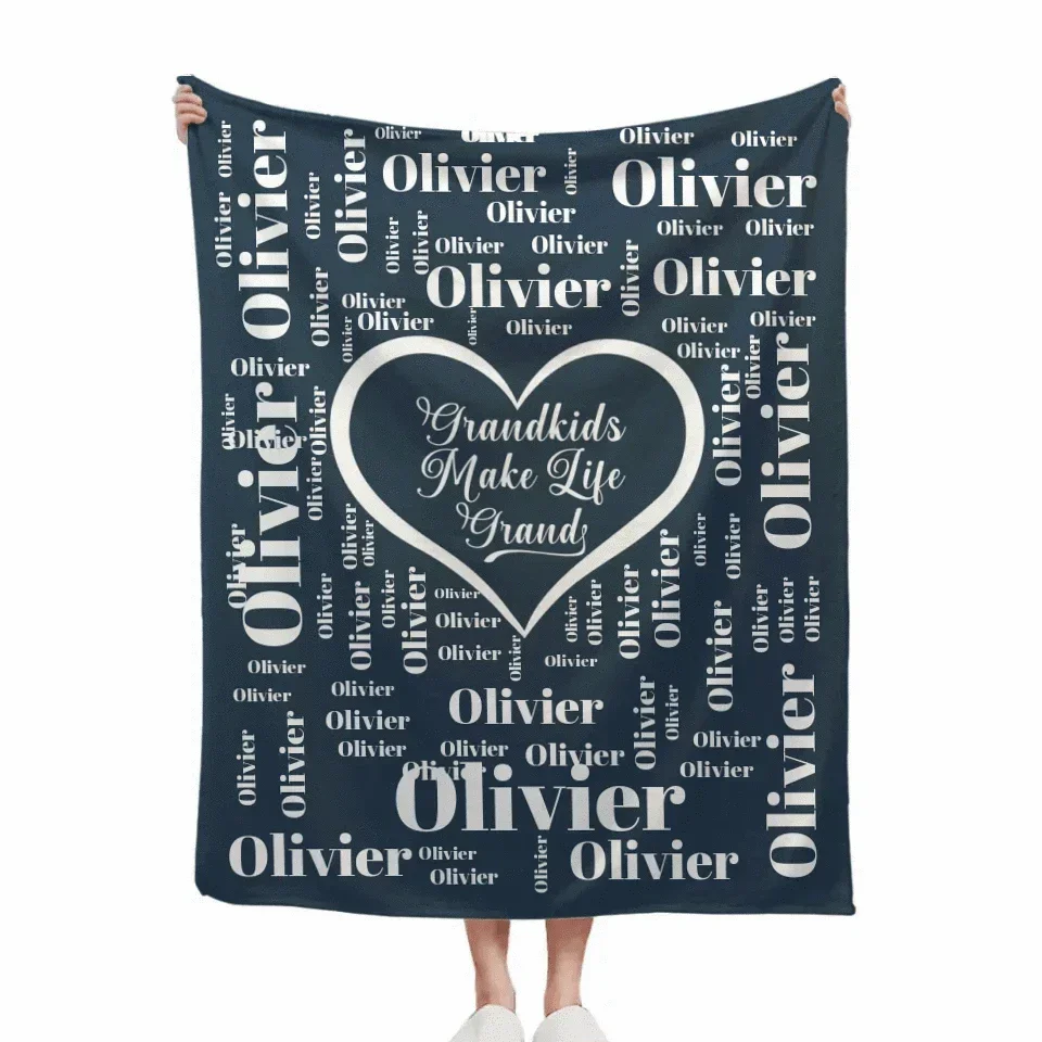 Personalised Grandkid Names Blanket Super Soft Flannel Grandkids Make Life Grand Grandparent Christmas Thanksgiving Day Gift for Grandparent - Joliny