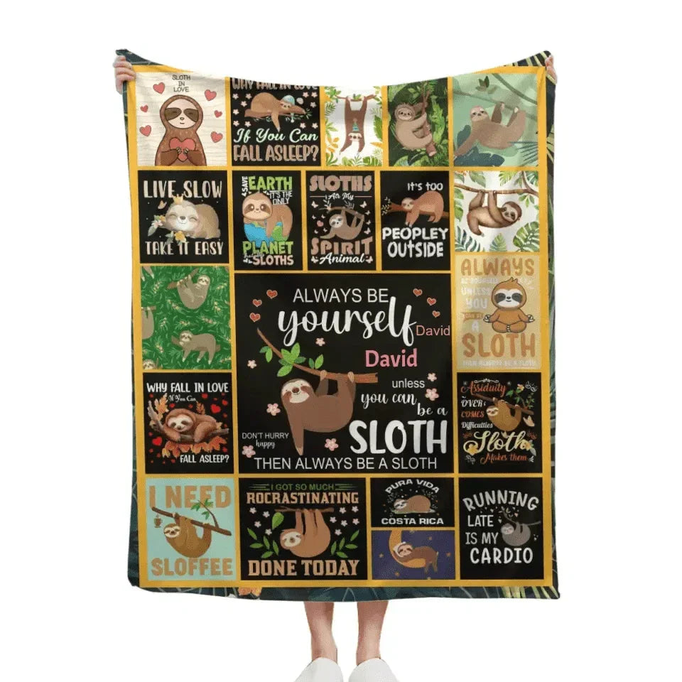 Personalized 20 Cute Sloth Custom Baby Blanket - Joliny