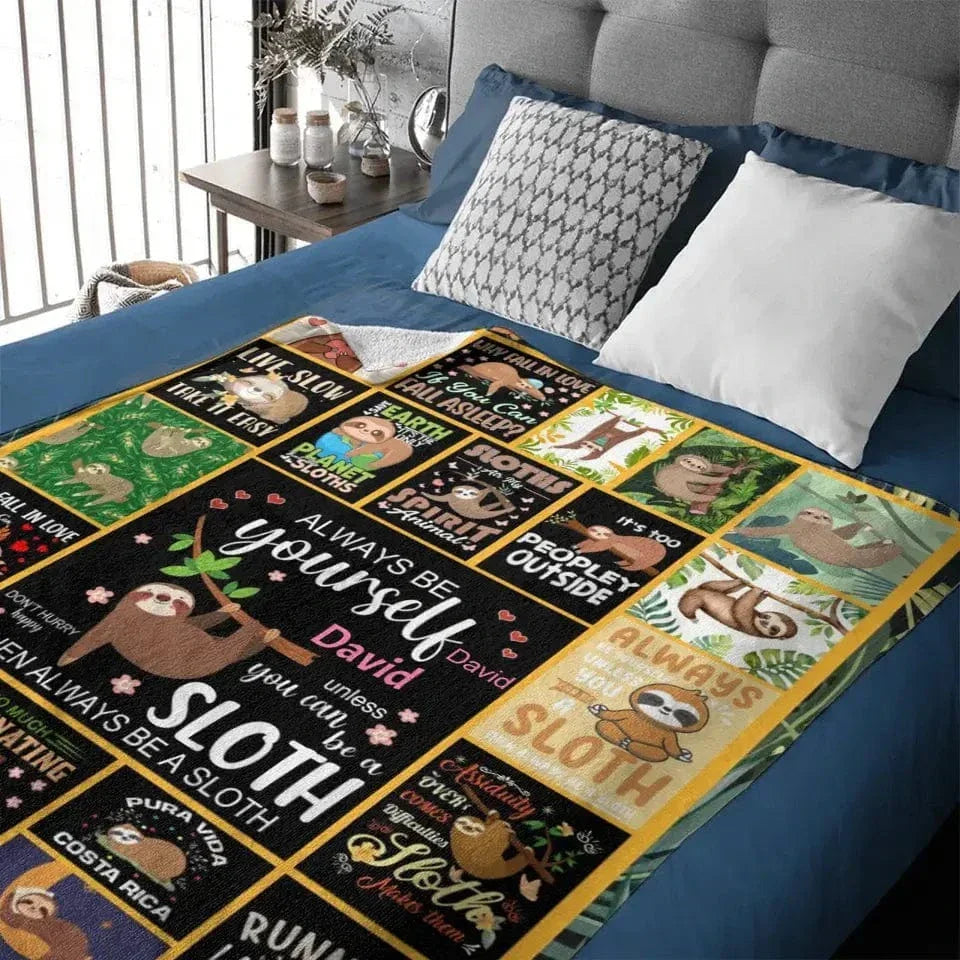 Personalized 20 Cute Sloth Custom Baby Blanket - Joliny