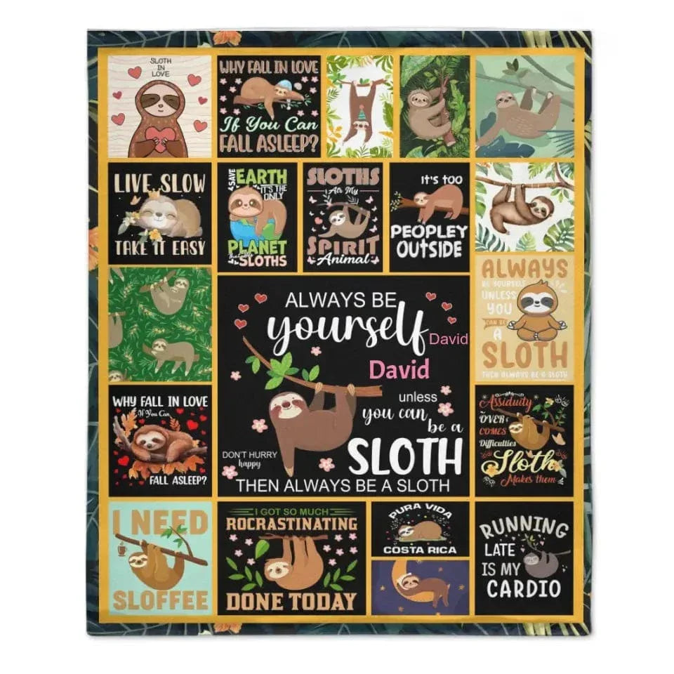 Personalized 20 Cute Sloth Custom Baby Blanket - Joliny