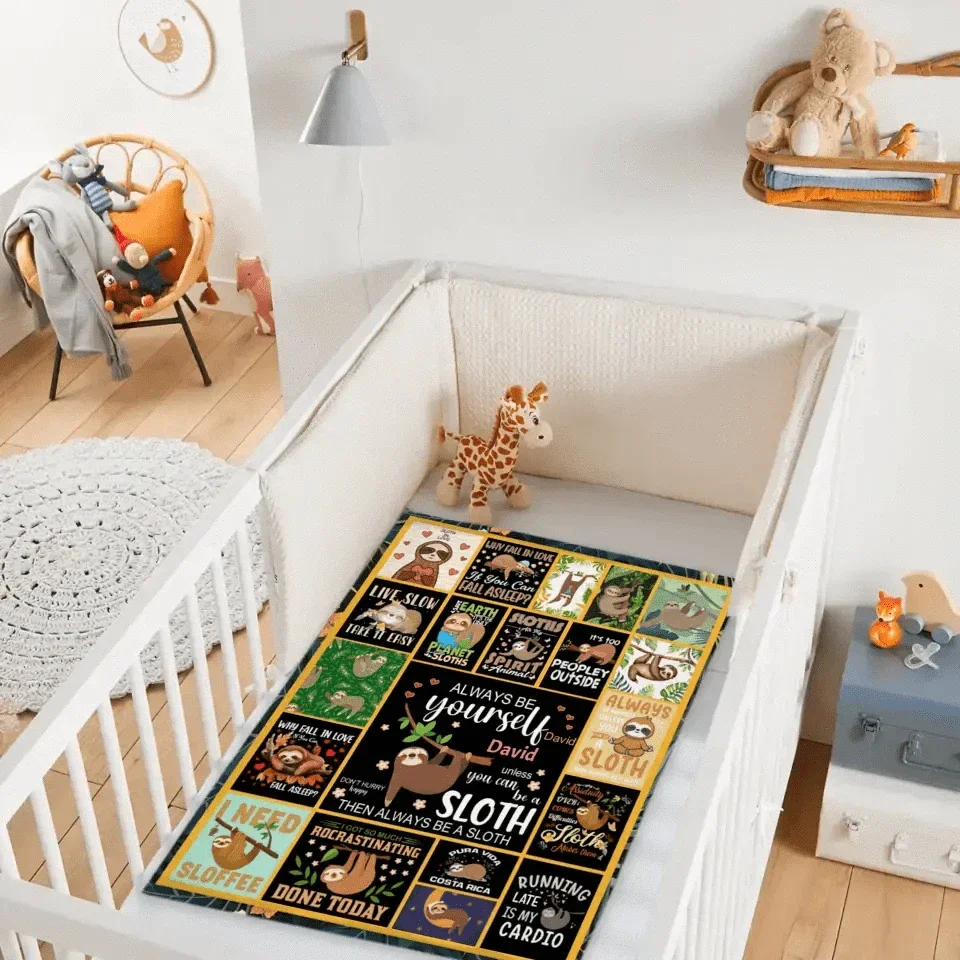Personalized 20 Cute Sloth Custom Baby Blanket - Joliny