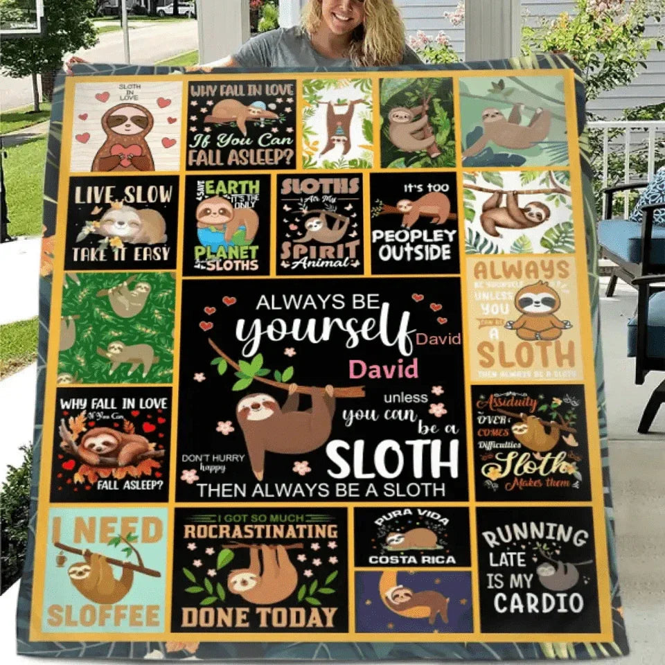 Personalized 20 Cute Sloth Custom Baby Blanket - Joliny