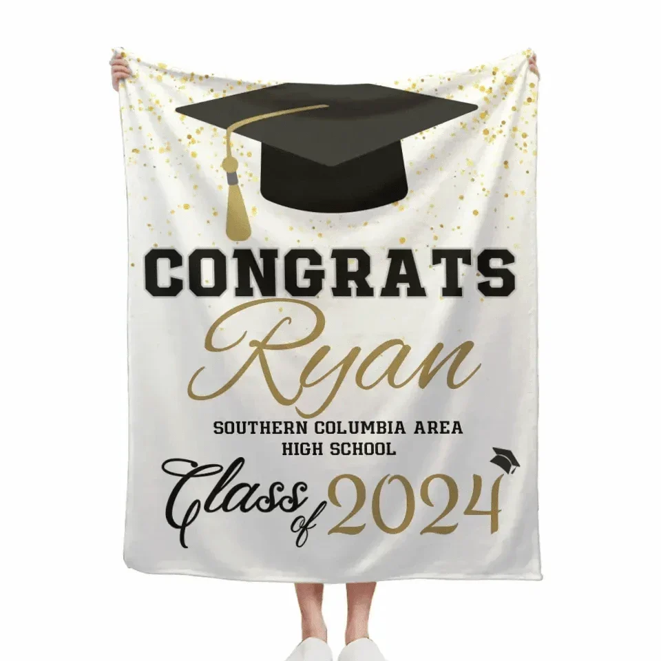 Personalized 2024 high school graduation blanket - Joliny