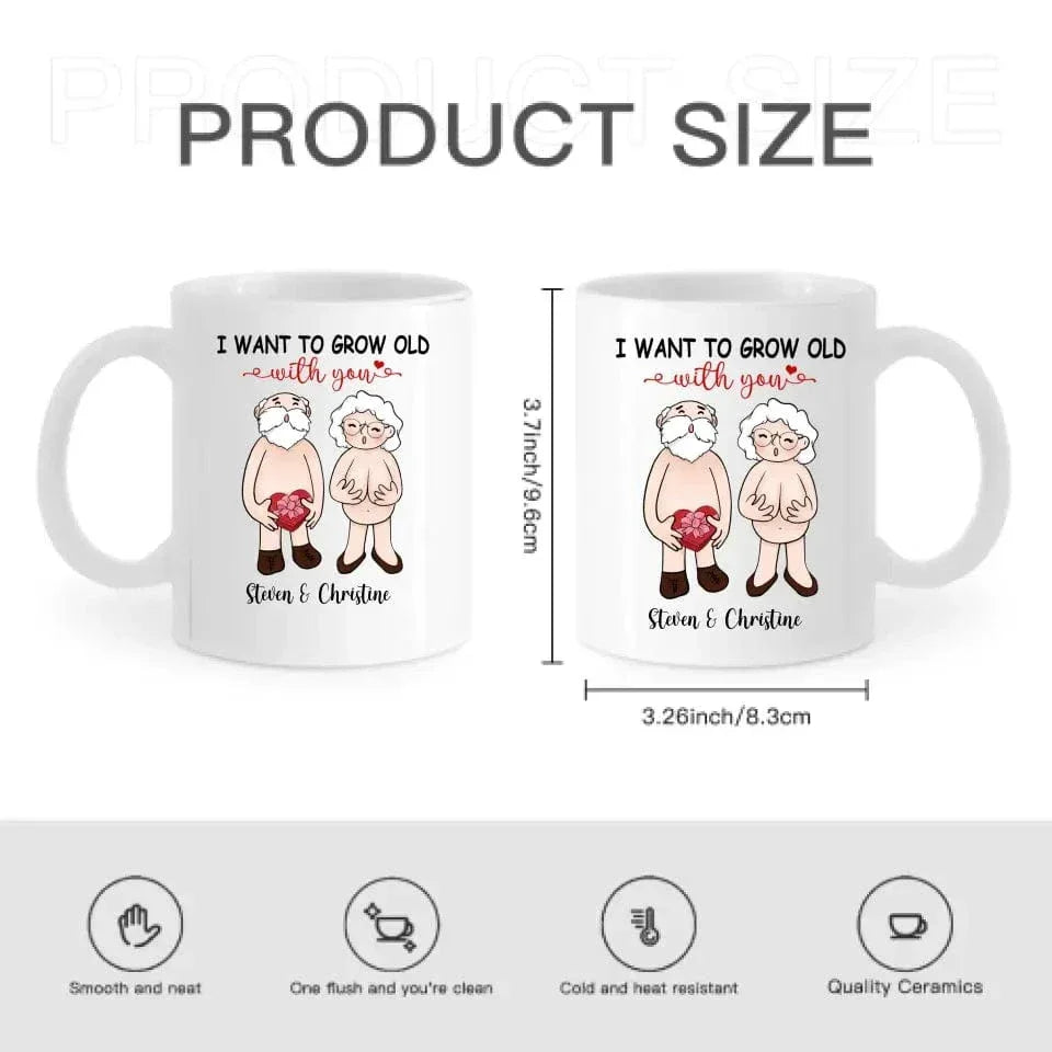 Personalized Accent Mug - I Want To Grow Old With You, Anniversary Gift For Couple - Joliny