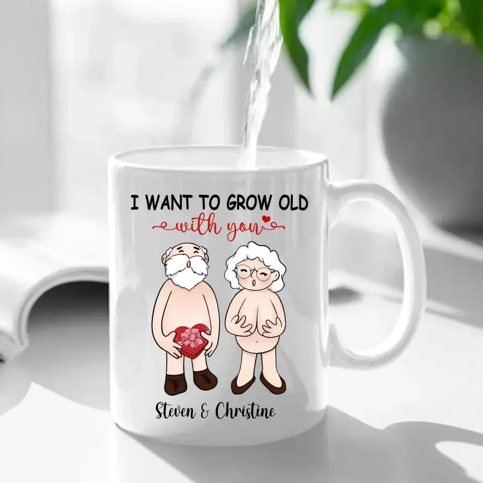Personalized Accent Mug - I Want To Grow Old With You, Anniversary Gift For Couple - Joliny