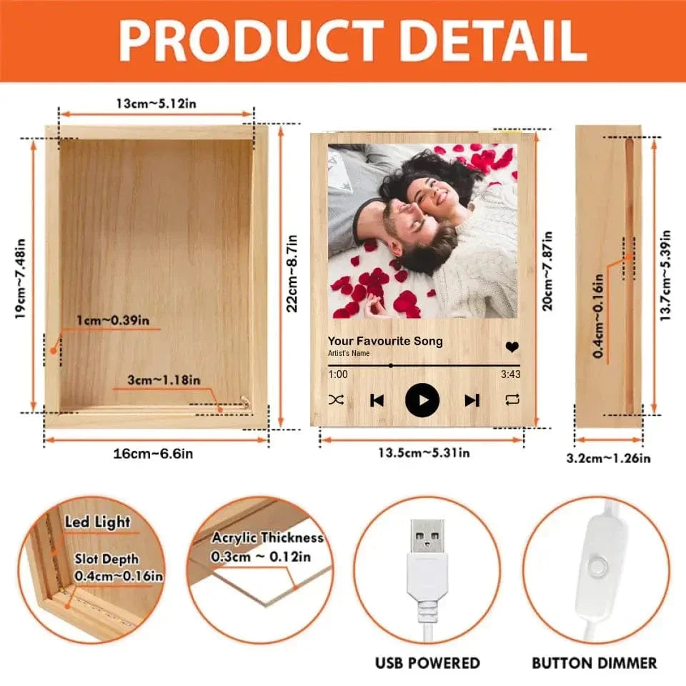 Personalized Anniversary Gift Custom Photo Frame Box - Our Song - Joliny