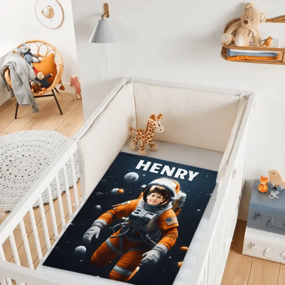 Personalized Astronaut Blanket With Photo, A Planet-Themed Gift For Outer Space Enthusiasts! - Joliny