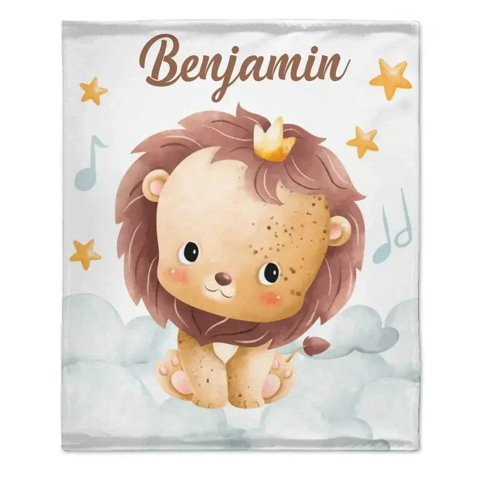 Personalized Baby Blanket for Girls Boys, Lion Custom Baby Blanket with Name - Joliny